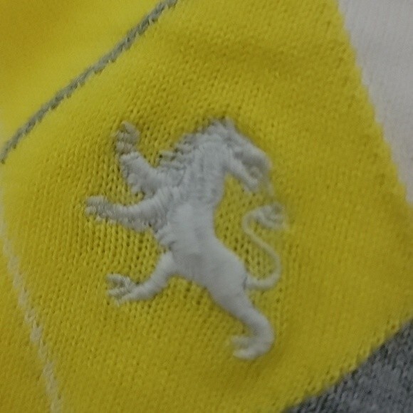 Express V neck Long Sleeves pullover  knit sweater Size L argyle yellow gray - Picture 7 of 8